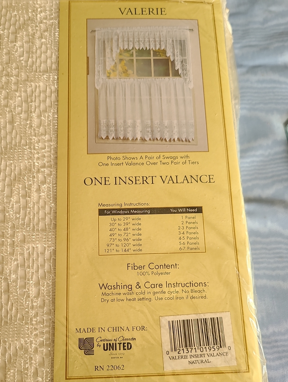 Valerie One Insert Valance - Natural White Lace Window Treatment